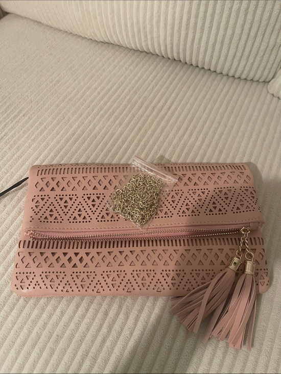 Hello 3 Am Handbags - Women’s Pink Laser-Cut Tassel Foldover Clutch